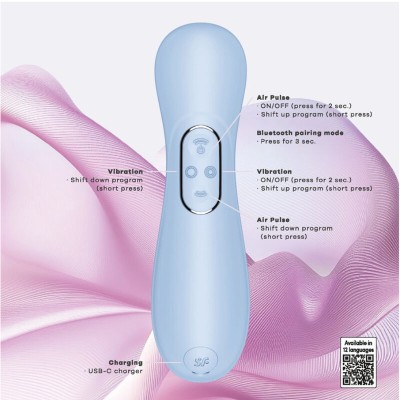 SATISFYER - PRO 2ª GERAÇÃO 4 ESTIMULADOR CLITORIAL AZUL SERENO - D-246921 - Dona Pimenta